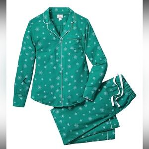 NWOT Petite Plume Cotton Flannel Pajama Set in Wonderland Emerald Green Sz Small
